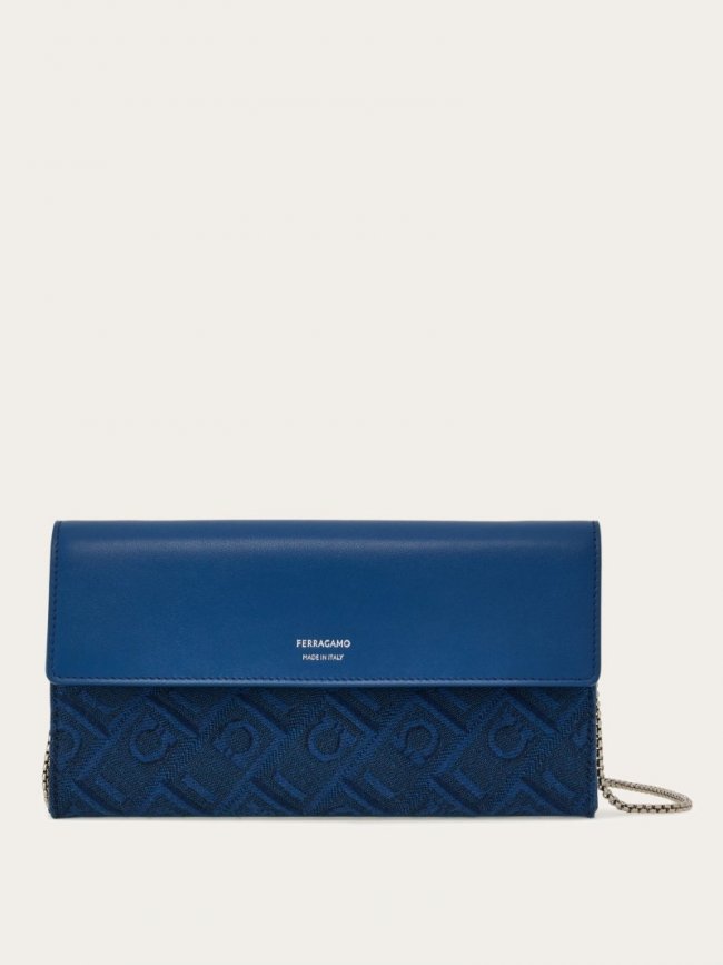Ferragamo Women's Wallet With Chain - Teal Blue/Denim | Quick Ship!
