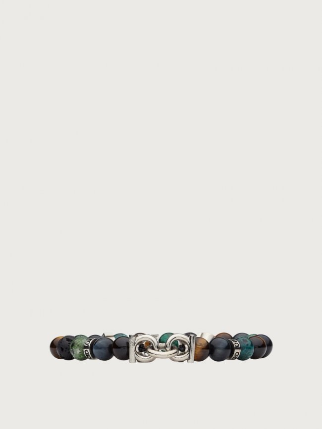Ferragamo Men's Elasticated Bracelet With Gancini - Multicolor (Size 19) | Quick Ship!