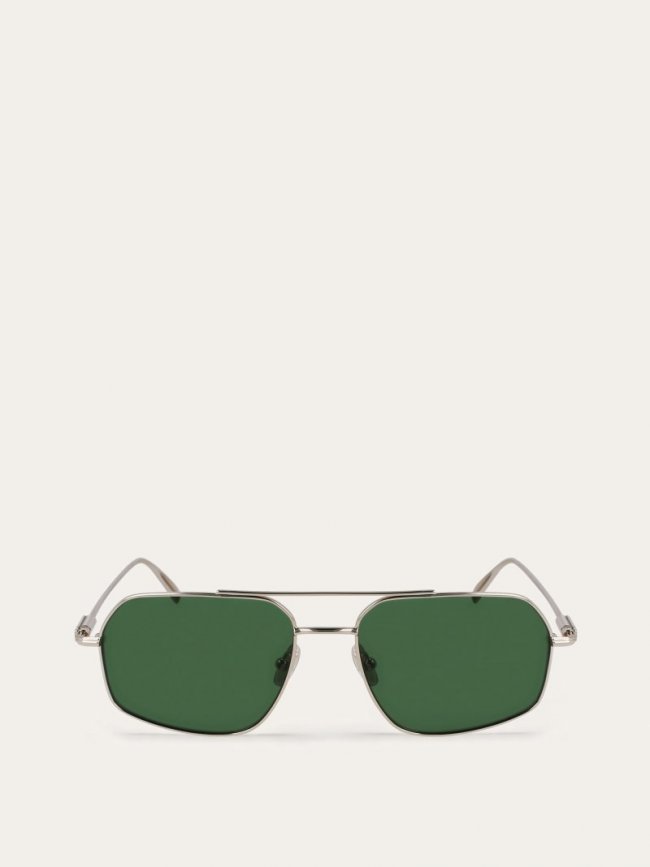 Ferragamo Men's Sunglasses - Light Gold/Green | Quick Ship!