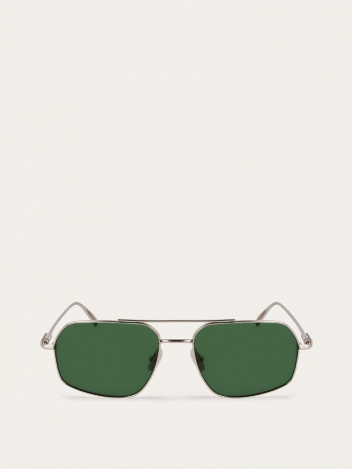 Ferragamo Men's Sunglasses - Light Gold/Green | Quick Ship!