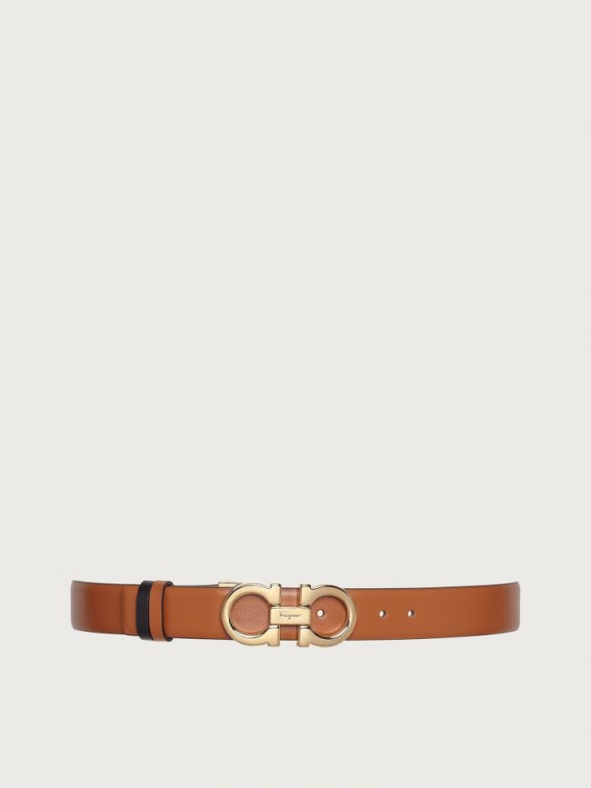 Ferragamo Women's Reversible And Adjustable Gancini Belt - Sella/Black | Quick Ship!
