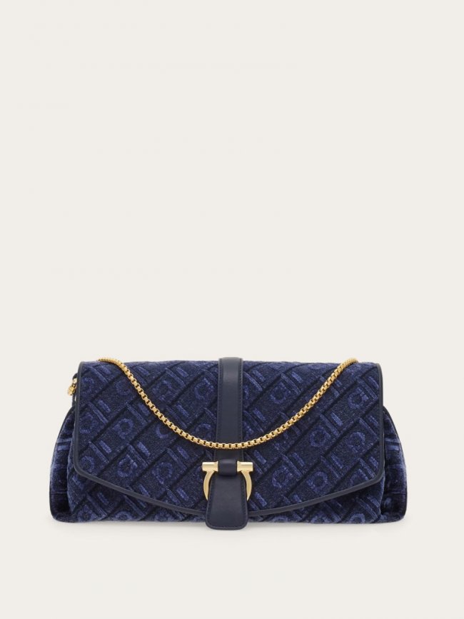 Ferragamo Women's Front Flap Crossbody Bag - Denim/Midnight Blue | Quick Ship!