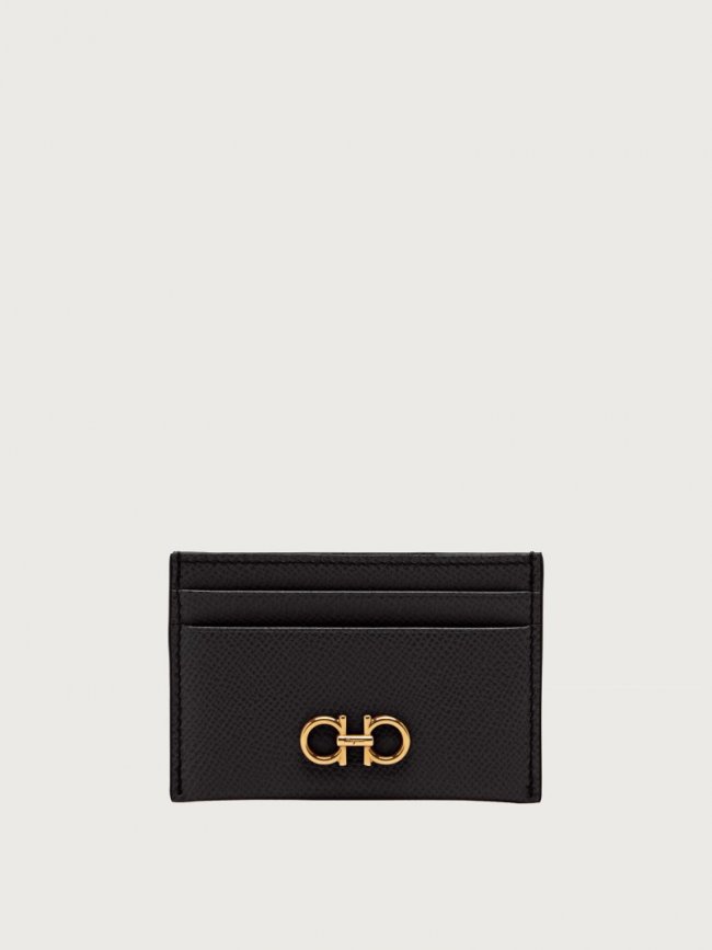 Ferragamo Women's Gancini Credit Card Holder - Black | Quick Ship!