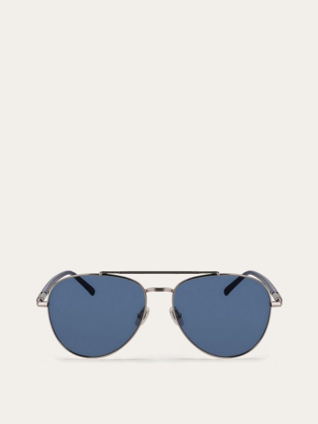 Ferragamo Men's Sunglasses - Pale Ruthenium/Blue | Quick Ship!