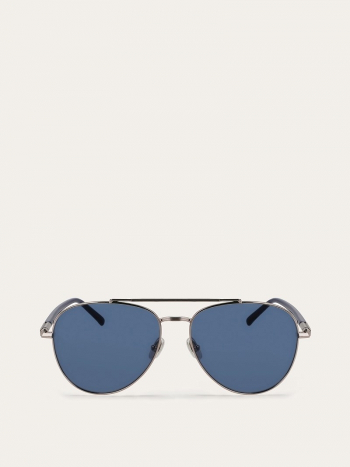Ferragamo Men's Sunglasses - Pale Ruthenium/Blue | Quick Ship!