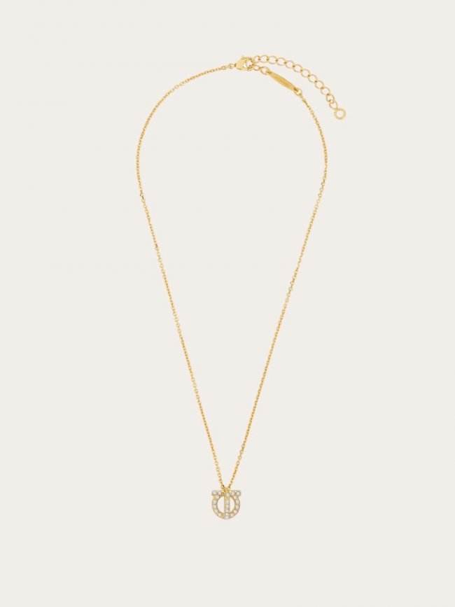 Ferragamo Women's Gancini 3D Crystals Necklace - Gold | Quick Ship!