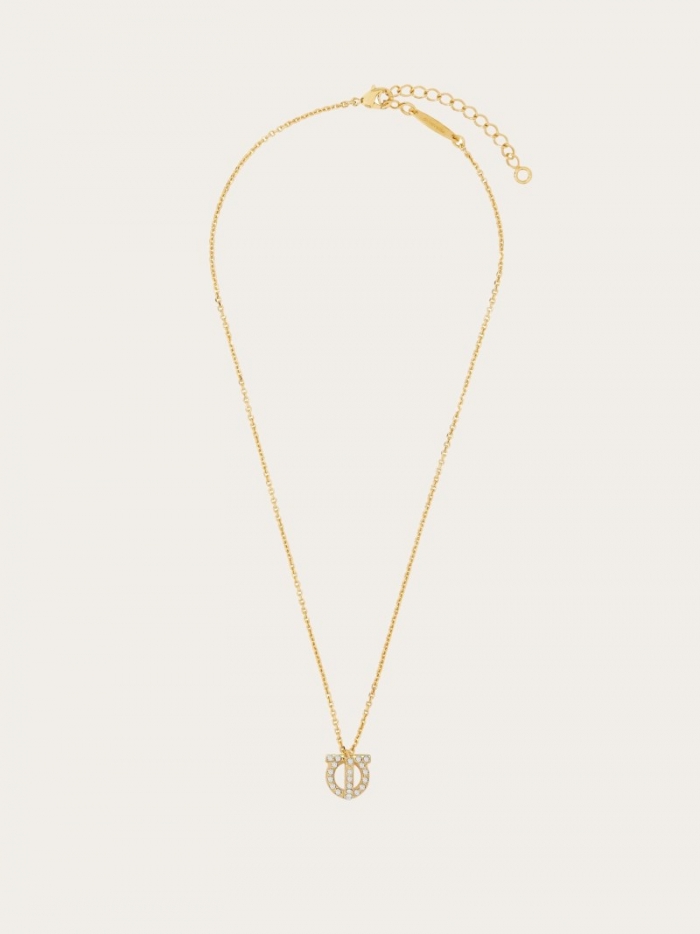 Ferragamo Women's Gancini 3D Crystals Necklace - Gold | Quick Ship!