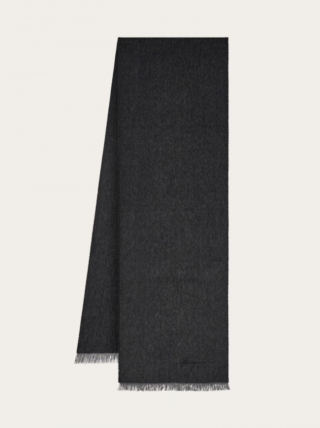 Ferragamo Men's Cashmere Scarf - Grey/Black | Quick Ship!