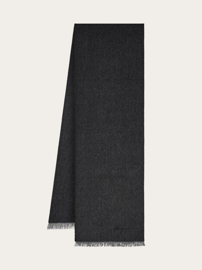 Ferragamo Men's Cashmere Scarf - Grey/Black | Quick Ship!