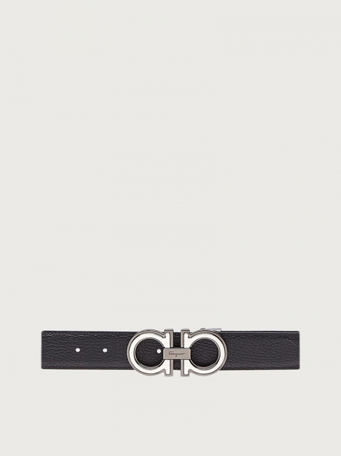 Ferragamo Men's Reversible And Adjustable Gancini Belt - Black/Brown | Quick Ship!
