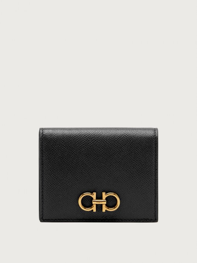 Ferragamo Women's Gancini Compact Wallet - Black | Quick Ship!