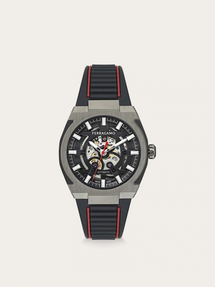 Ferragamo Men's Supreme Skeleton Watch - Ip Gun/Black | Quick Ship!
