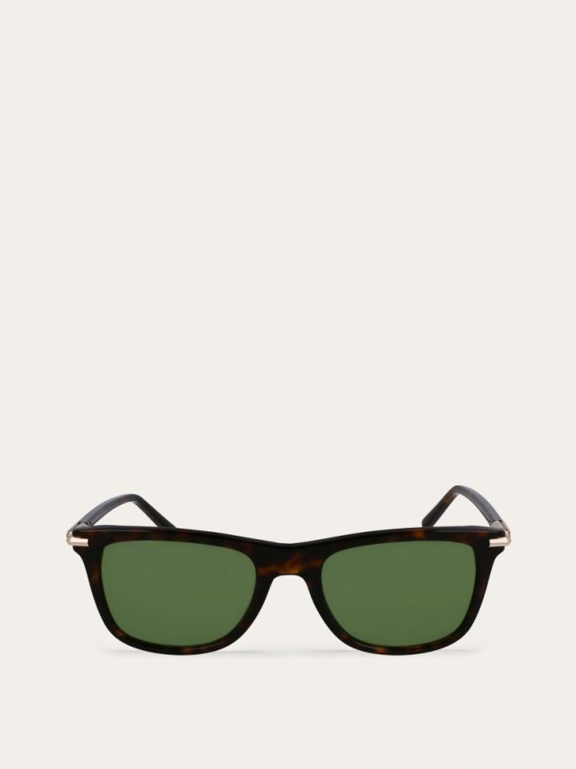 Ferragamo Men's Sunglasses - Dark Tortoiseshell/Green | Quick Ship!