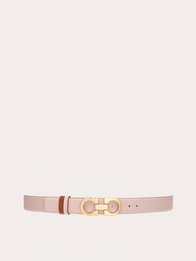 Ferragamo Women's Reversible And Adjustable Gancini Belt - Pink/Cognac | Quick Ship!