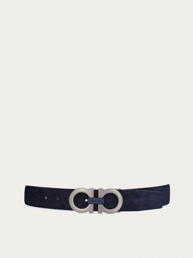 Ferragamo Men's Adjustable Gancini Belt - Midnight Blue | Quick Ship!