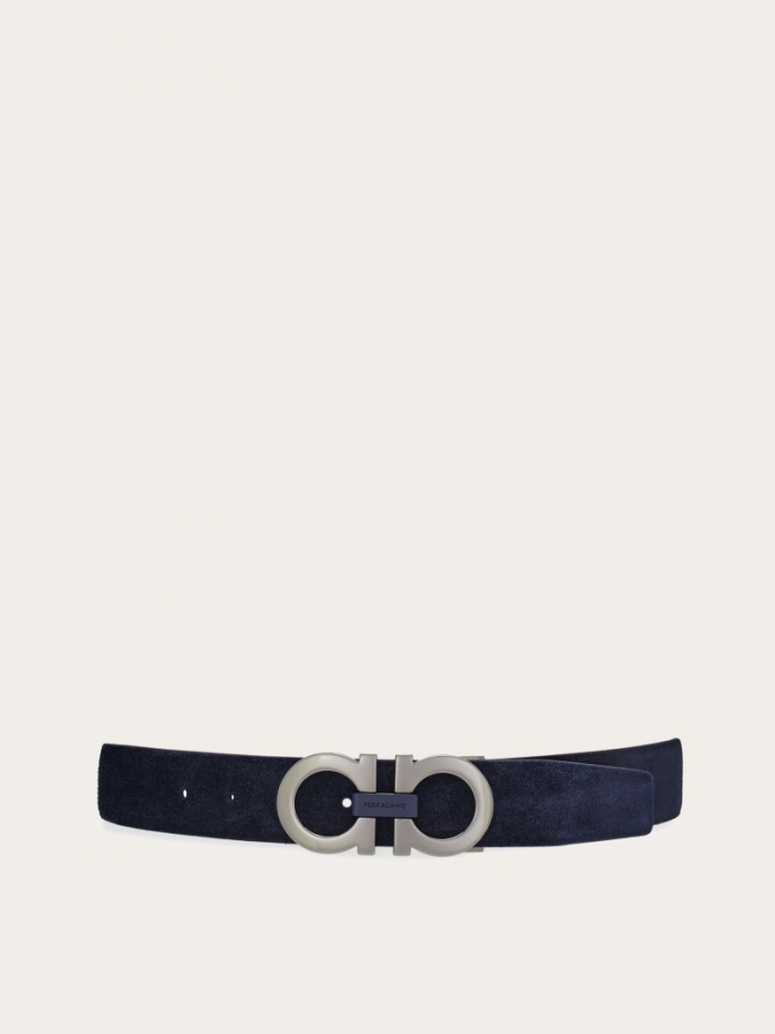 Ferragamo Men's Adjustable Gancini Belt - Midnight Blue | Quick Ship!