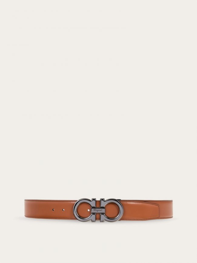 Ferragamo Men's Reversible And Adjustable Gancini Belt - Vicuna/Black | Quick Ship!