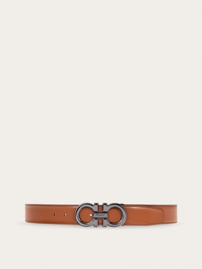 Ferragamo Men's Reversible And Adjustable Gancini Belt - Vicuna/Black | Quick Ship!