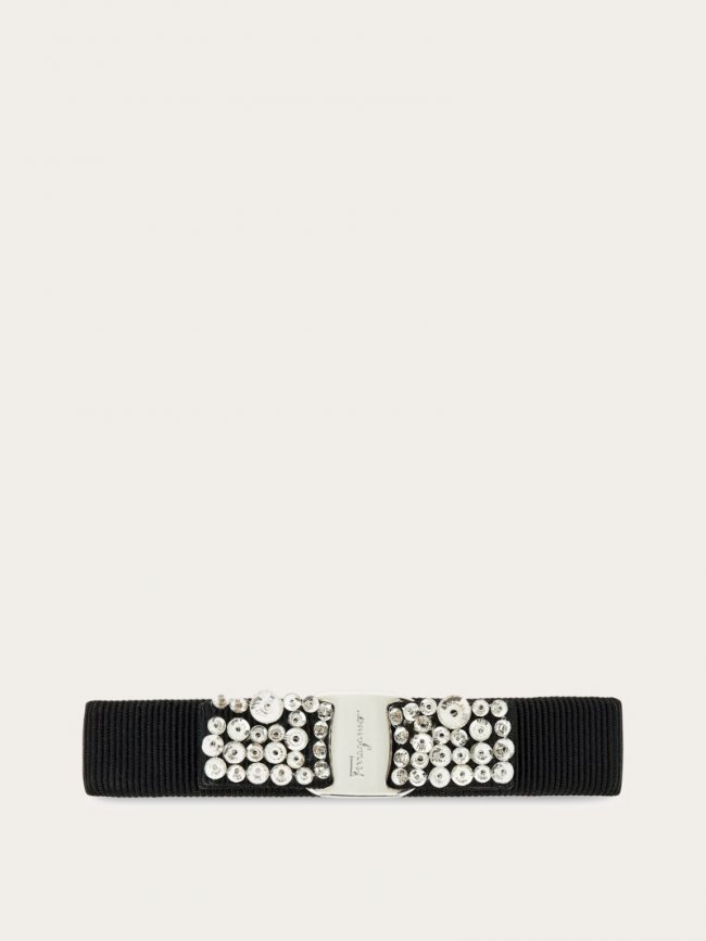 Ferragamo Women's Vara Bow Crystal Hairclip - Black | Quick Ship!