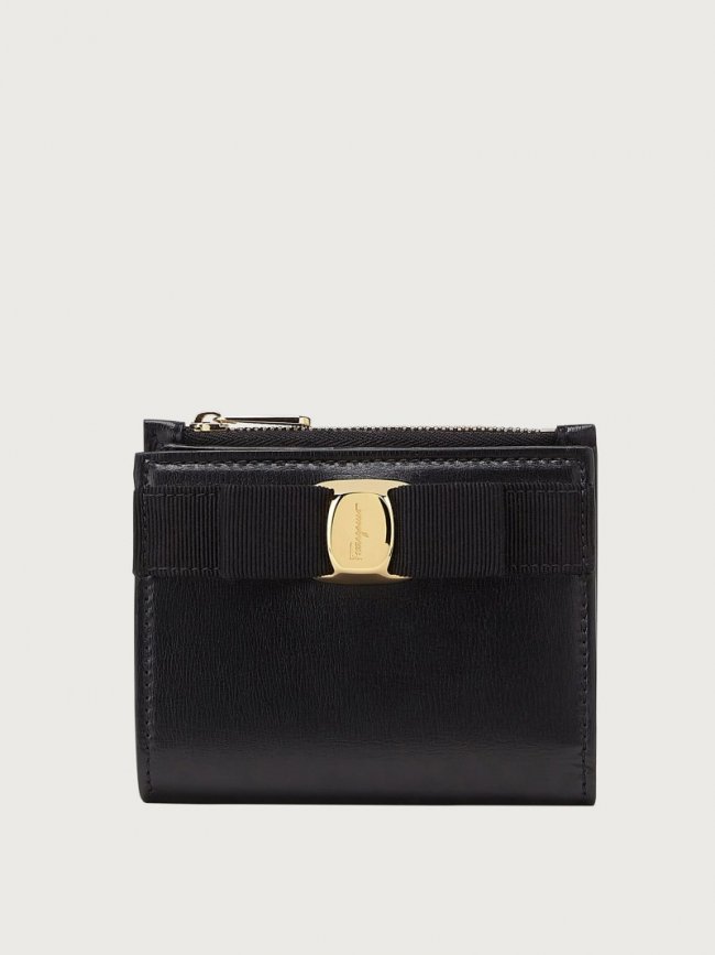Ferragamo Women's Vara Bow Compact Wallet - Black | Quick Ship!