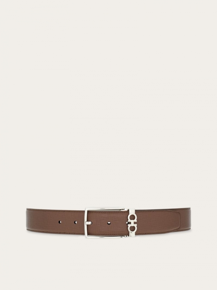 Ferragamo Men's Reversible And Adjustable Gancini Belt - Clay/Black | Quick Ship!
