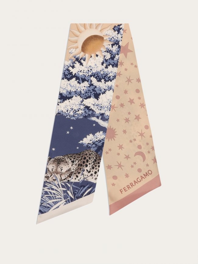 Ferragamo Women's Day &Amp; Night Print Silk Bandeau - Pink/Light Blue | Quick Ship!