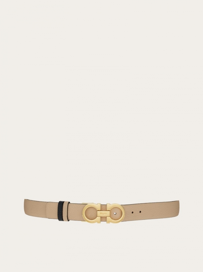 Ferragamo Women's Reversible And Adjustable Gancini Belt - Deer/Black | Quick Ship!