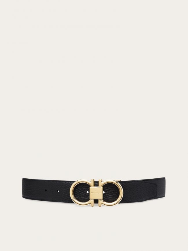 Ferragamo Men's Reversible And Adjustable Gancini Belt - Black/Cocoa | Quick Ship!