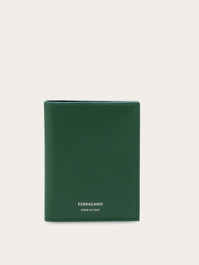 Ferragamo Men's Credit Card Holder - Forest Green/Black | Quick Ship!