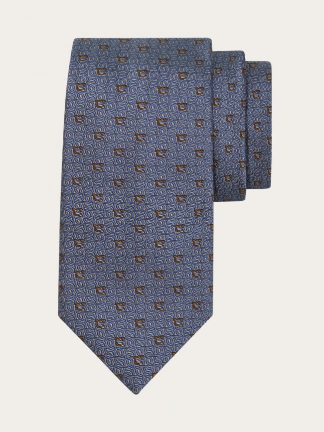 Ferragamo Men's Gancini Jacquard Tie - Light Blue | Quick Ship!