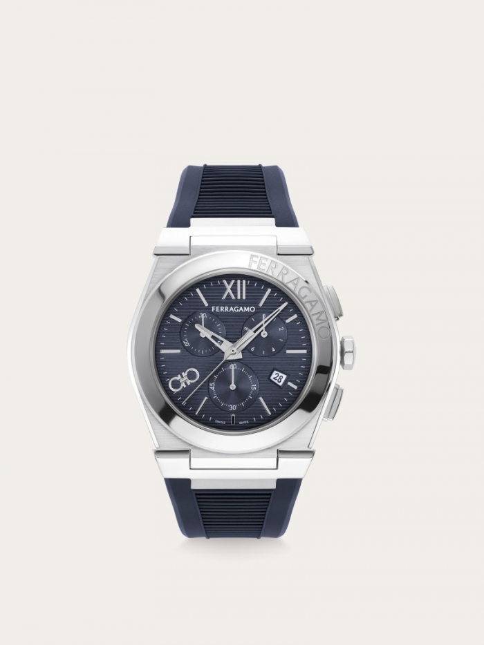 Ferragamo Men's Vega Chrono Watch - Stainless Steel/Blue | Quick Ship!