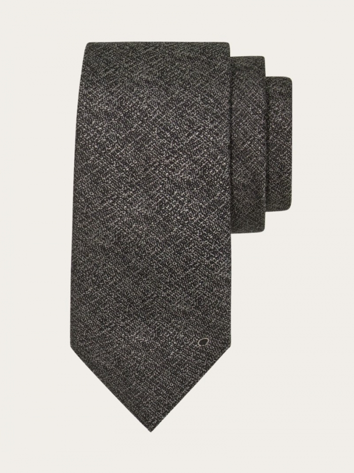 Ferragamo Men's Jacquard Tie - Black | Quick Ship!