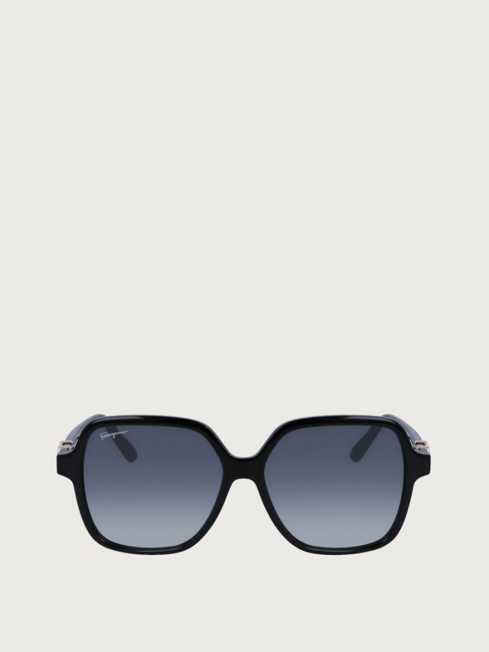 Ferragamo Women's Sunglasses - Black/Gradient Blue | Quick Ship!