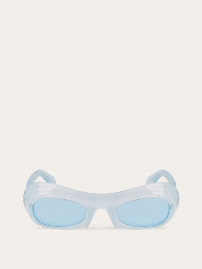 Ferragamo Women's Sunglasses - Transparent Aqua/Grey | Quick Ship!