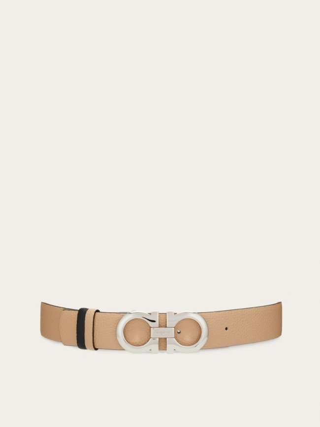 Ferragamo Women's Reversible And Adjustable Gancini Belt - New Bisque/Black | Quick Ship!