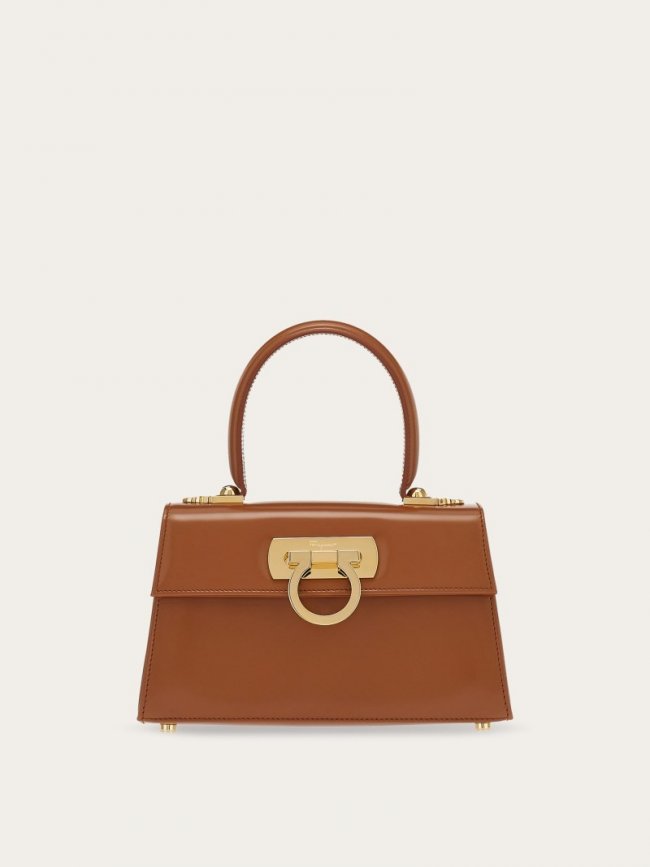 Ferragamo Women's East-West Iconic Top Handle - Tan | Quick Ship!