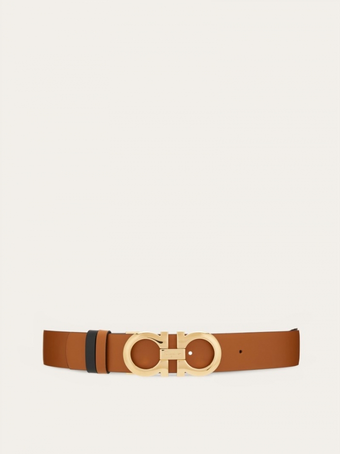 Ferragamo Women's Reversible And Adjustable Gancini Belt - Sella/Black | Quick Ship!