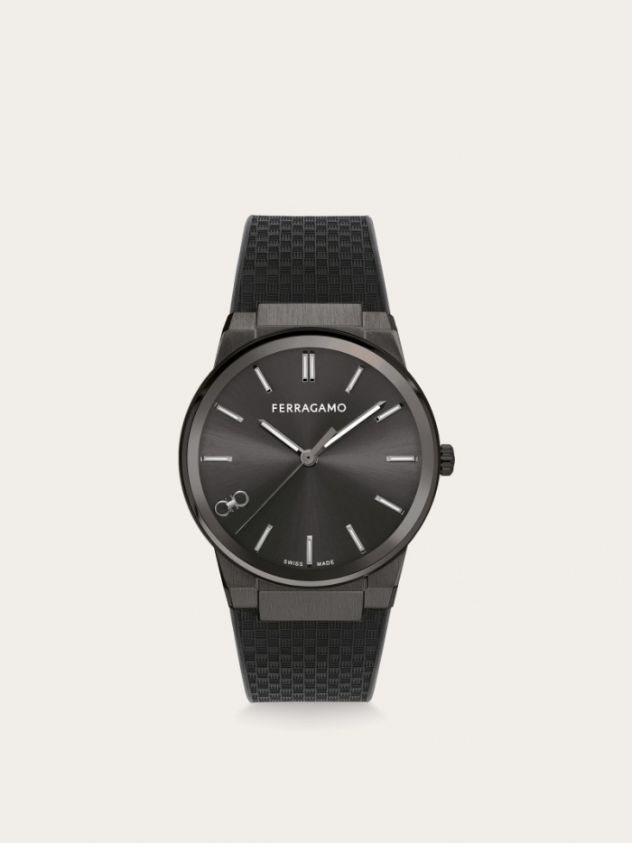 Ferragamo Men's Sapphire Watch - Ip Black/Black | Quick Ship!