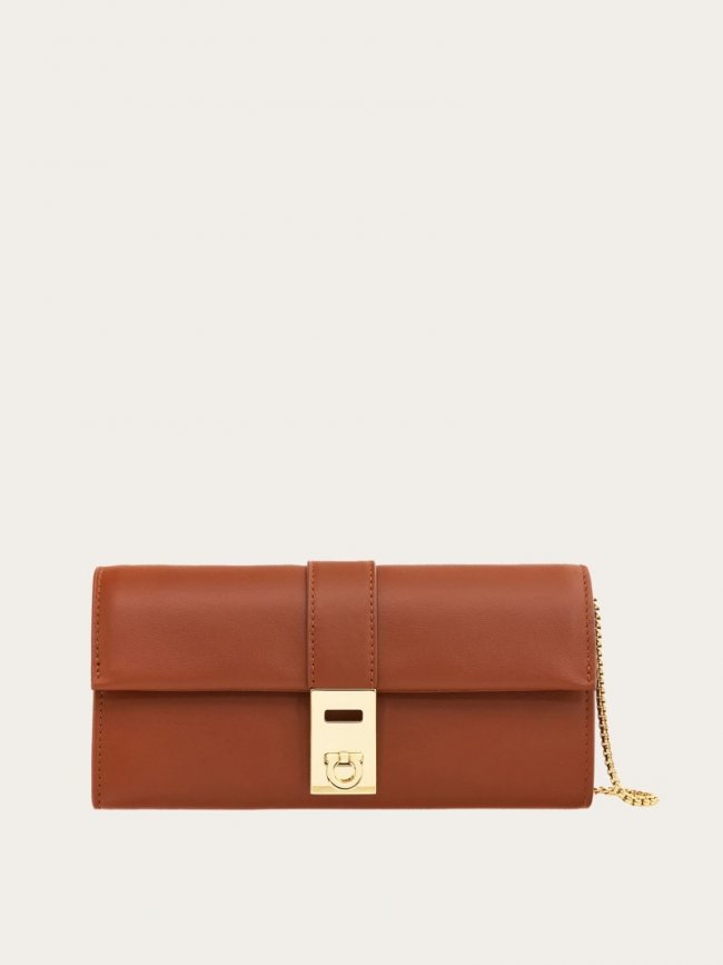 Ferragamo Women's Hug Wallet With Chain - Cognac | Quick Ship!