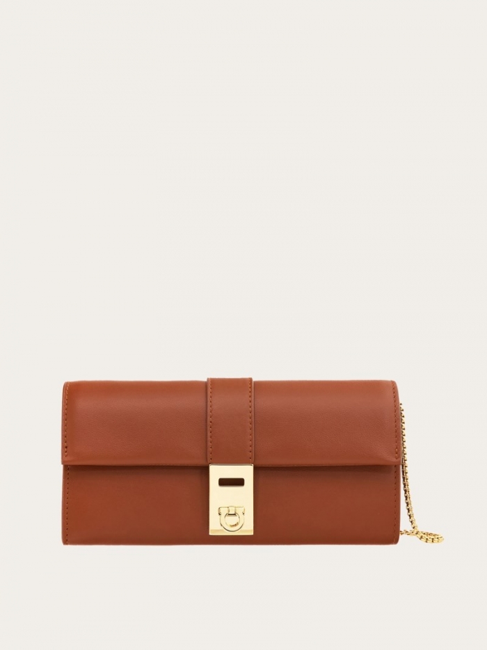 Ferragamo Women's Hug Wallet With Chain - Cognac | Quick Ship!