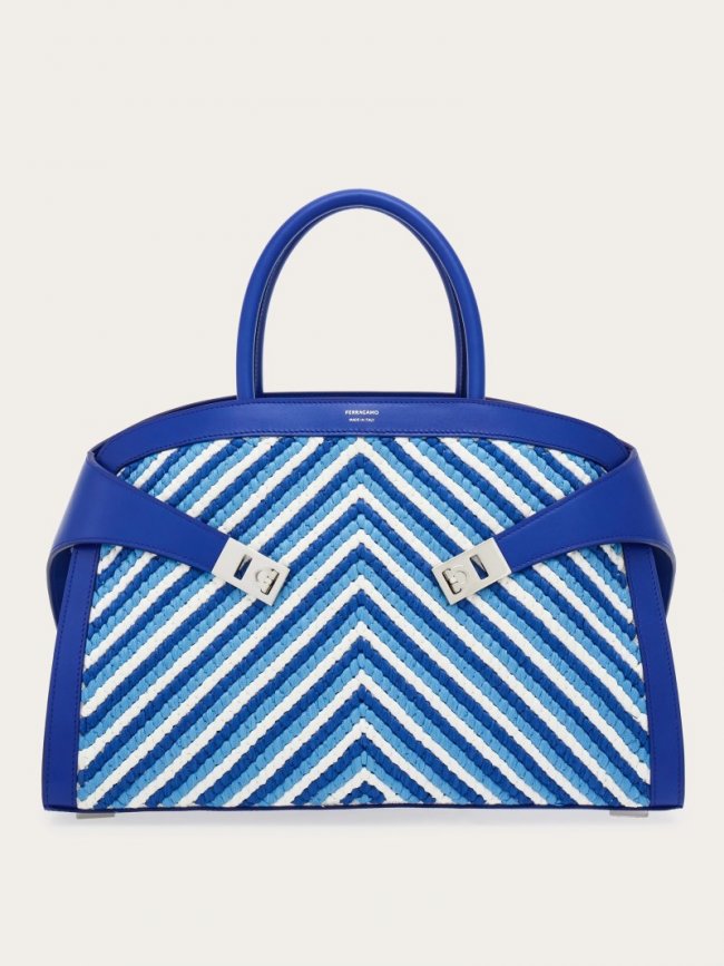 Ferragamo Women's Hug Handbag - White/Lapis Lazuli | Quick Ship!