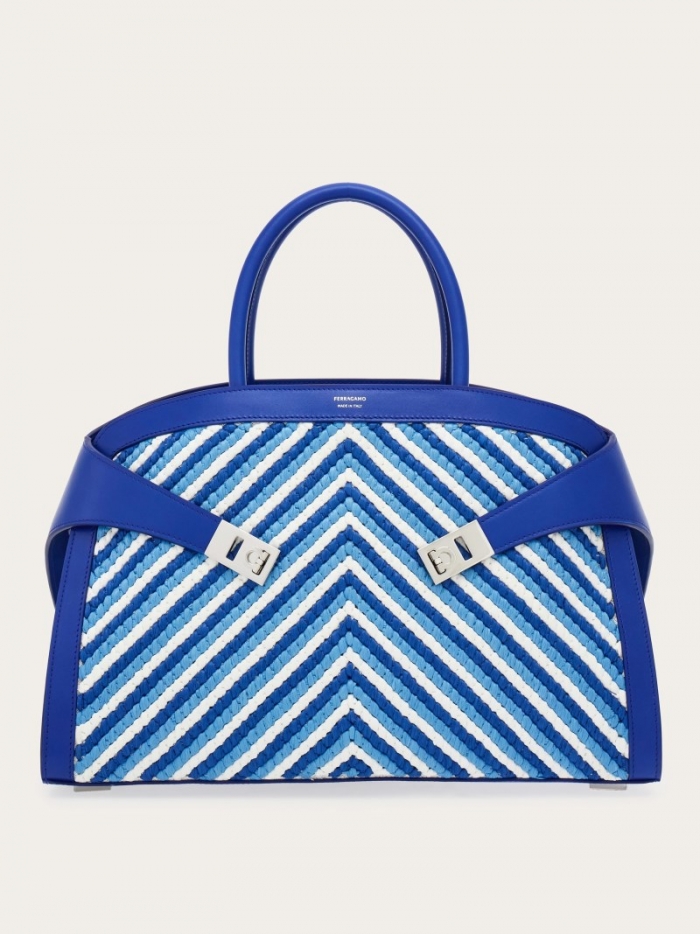 Ferragamo Women's Hug Handbag - White/Lapis Lazuli | Quick Ship!