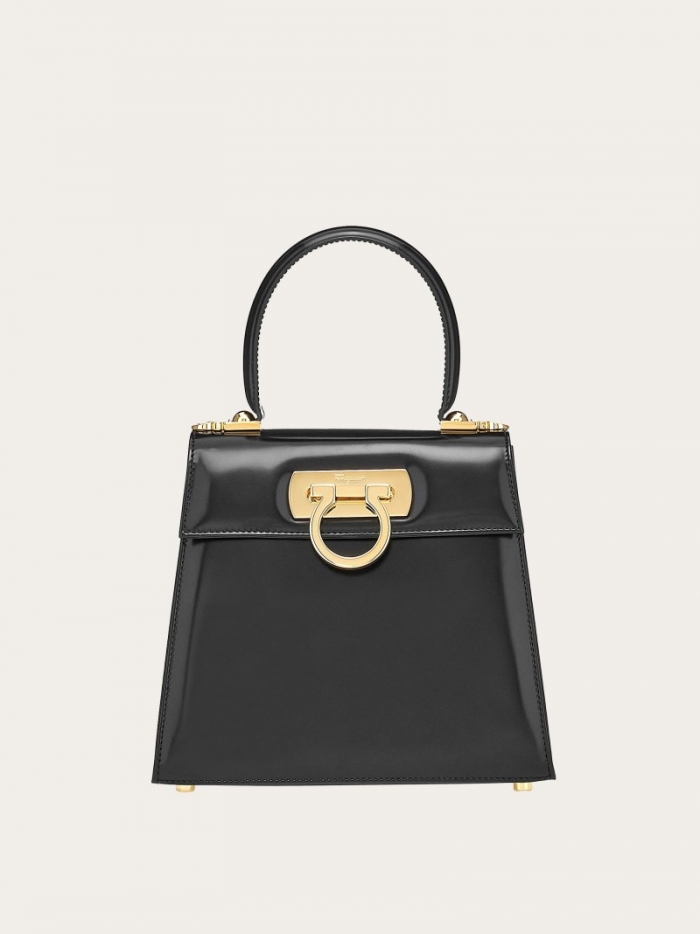 Ferragamo Women's Iconic Top Handle - Shiny Black | Quick Ship!