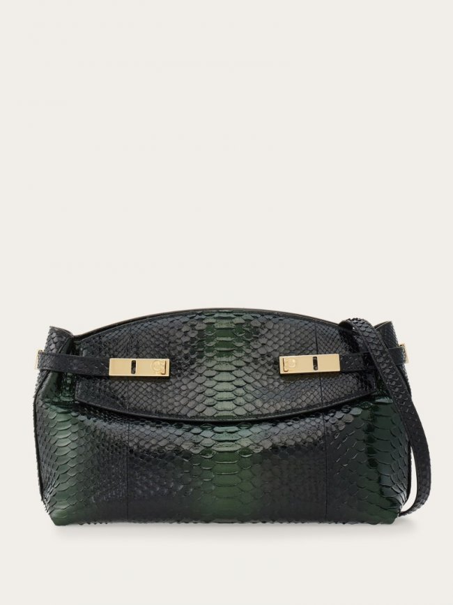 Ferragamo Women's Hug Soft Crossbody Bag - Black/Green | Quick Ship!