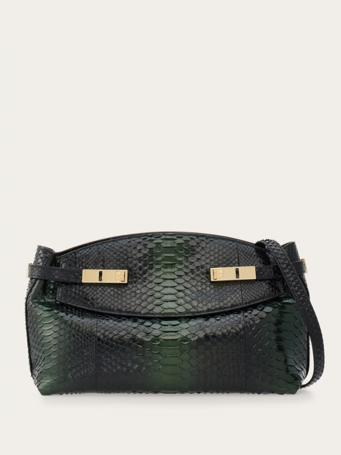 Ferragamo Women's Hug Soft Crossbody Bag - Black/Green | Quick Ship!