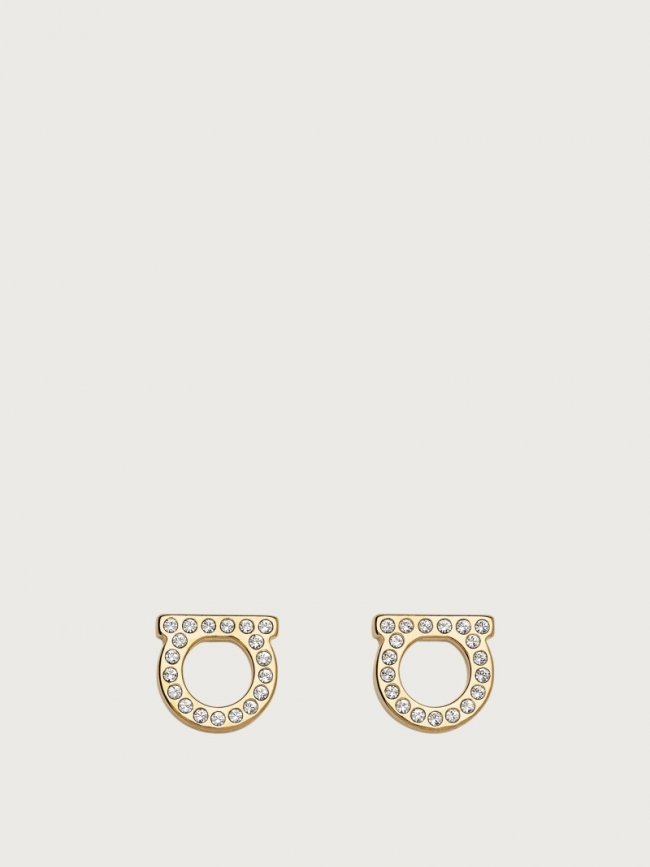 Ferragamo Women's Gancini Crystals Earrings - Gold (S) | Quick Ship!