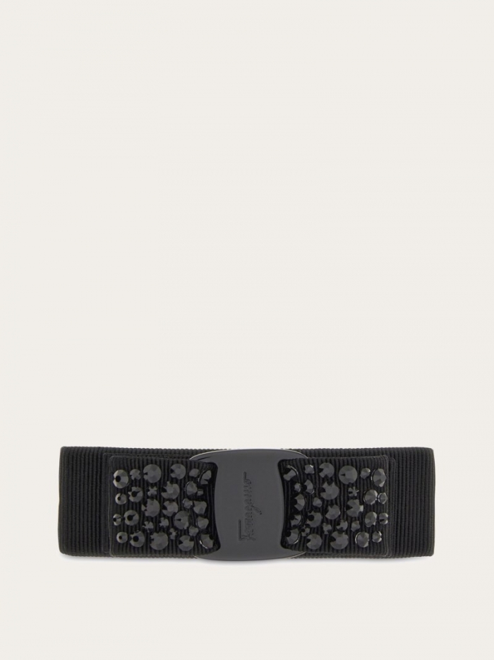 Ferragamo Women's Vara Bow Swarovski Hairclip - Black | Quick Ship!