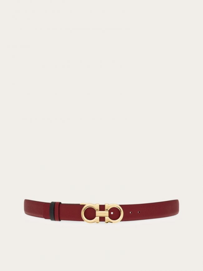 Ferragamo Women's Adjustable And Reversible Gancini Belt - Burgundy/Black | Quick Ship!