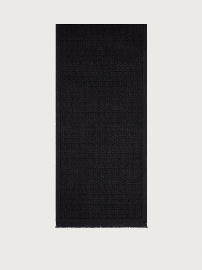 Ferragamo Women's Gancini Scarf - Black/Charcoal | Quick Ship!