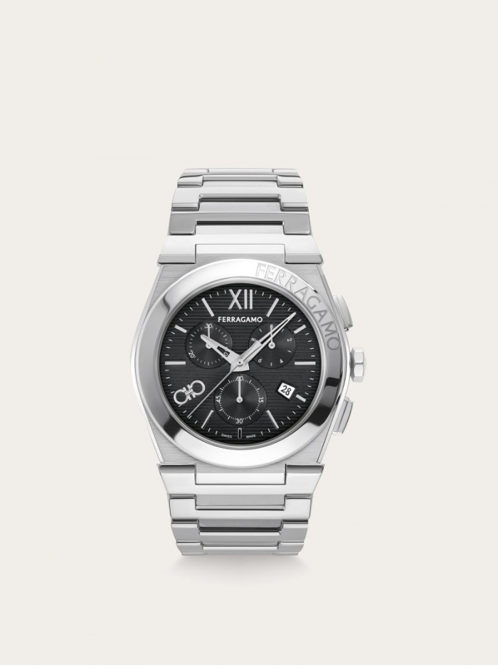 Ferragamo Men's Vega Chrono Watch - Stainless Steel/Black | Quick Ship!